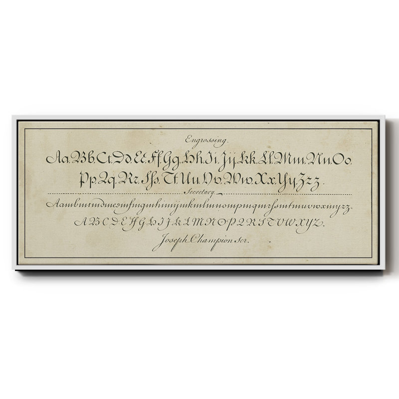 Manuscrit de l'échantillonneur en V - toile encadrée, H 20 po x l 50 po