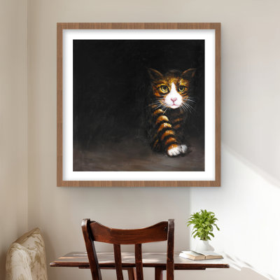 Chat discret - reproduction encadrée pour la décoration intérieure