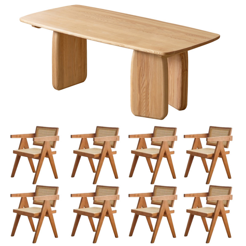 Grande table de salle à manger en bois de frêne massif, H 29,53 po x L 86,61 po x l 35,43 po