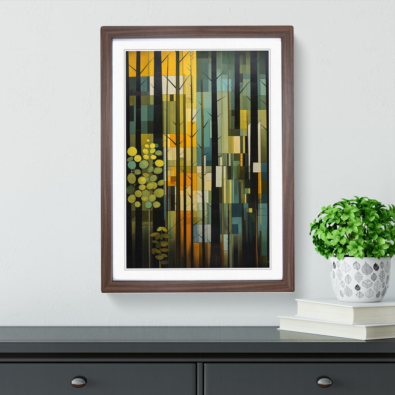 Forest Constructivism Art - Framed Print, 34cm H x 25cm W, Walnut Framed