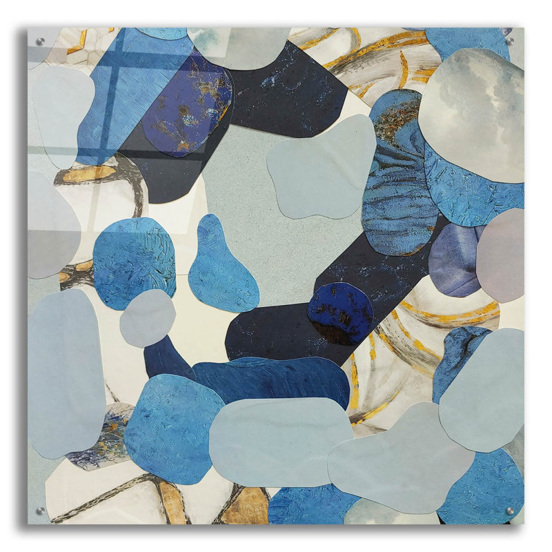 Art mural en verre épique «Blue Monsoon 4» par Coco Good, 36 po x 36 po