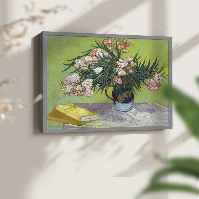 Oleanders - Reproduction encadrée - Restickable, H 22 po x l 28 po, Gris