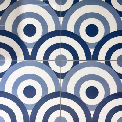 8" x 8" Rigid Blue Peel & Stick Graphic Patterned Tile Backsplash