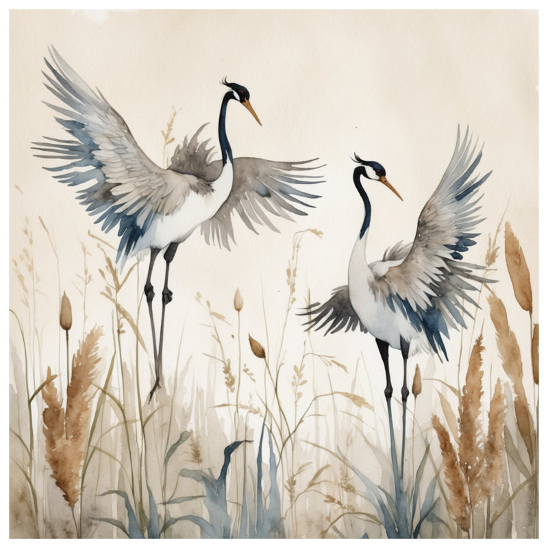 Couvre-lit matelassé Cranes, Lit simple