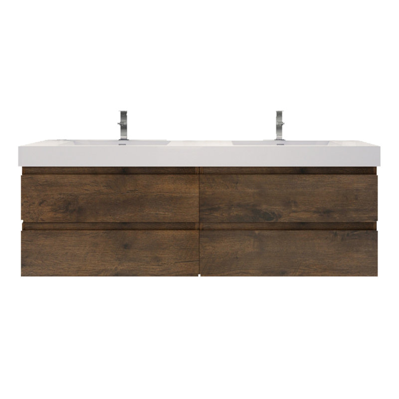 Hartsock Double Bathroom Vanity with Acrylic Top, Rosewood