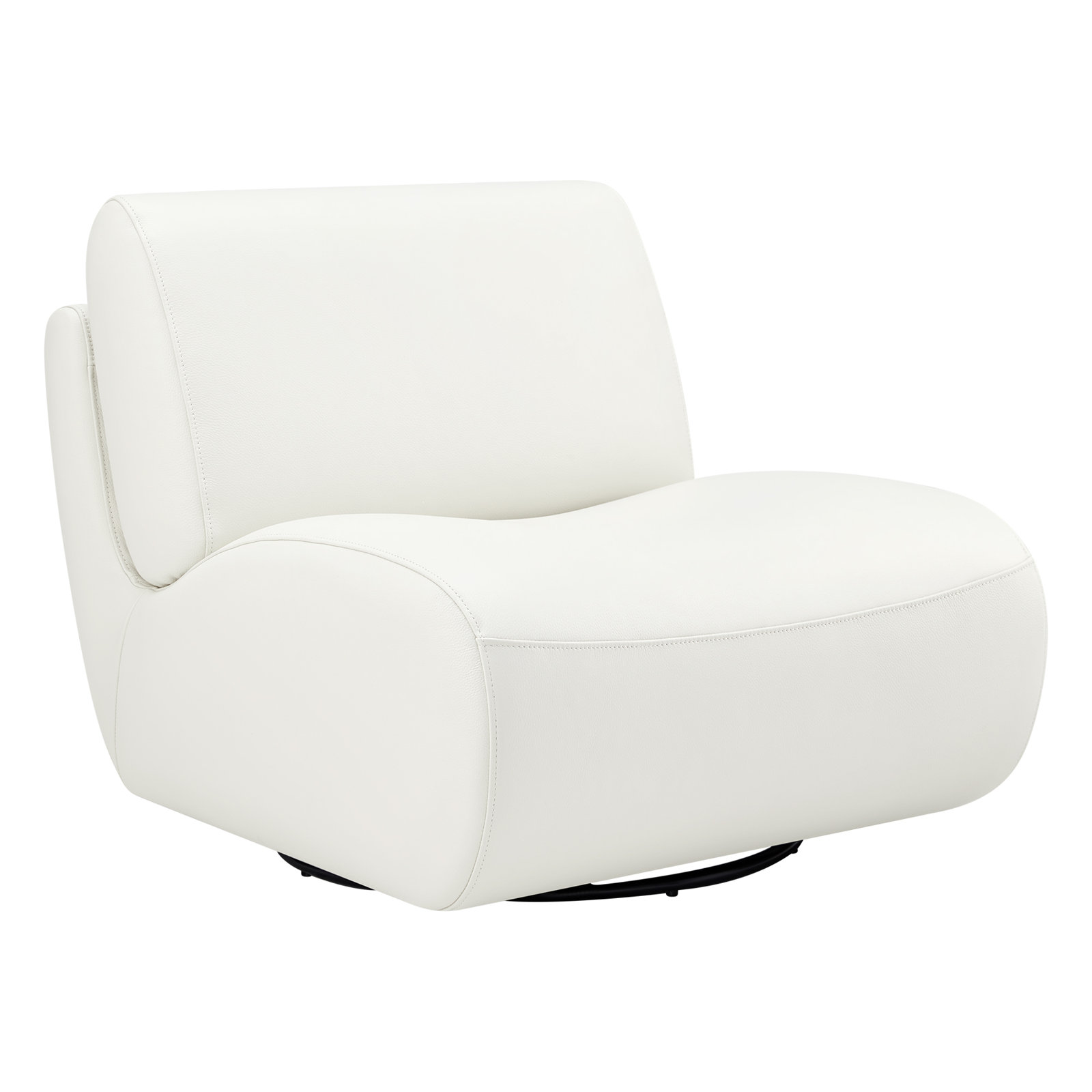 Nita 33'' Swivel Upholstered Accent Chair, Beige Genuine Leather