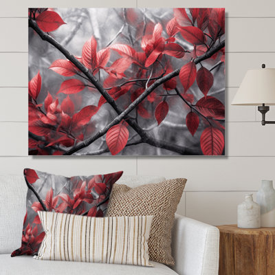 «Red Grey Leaves On Tree III», reproduction sur toile