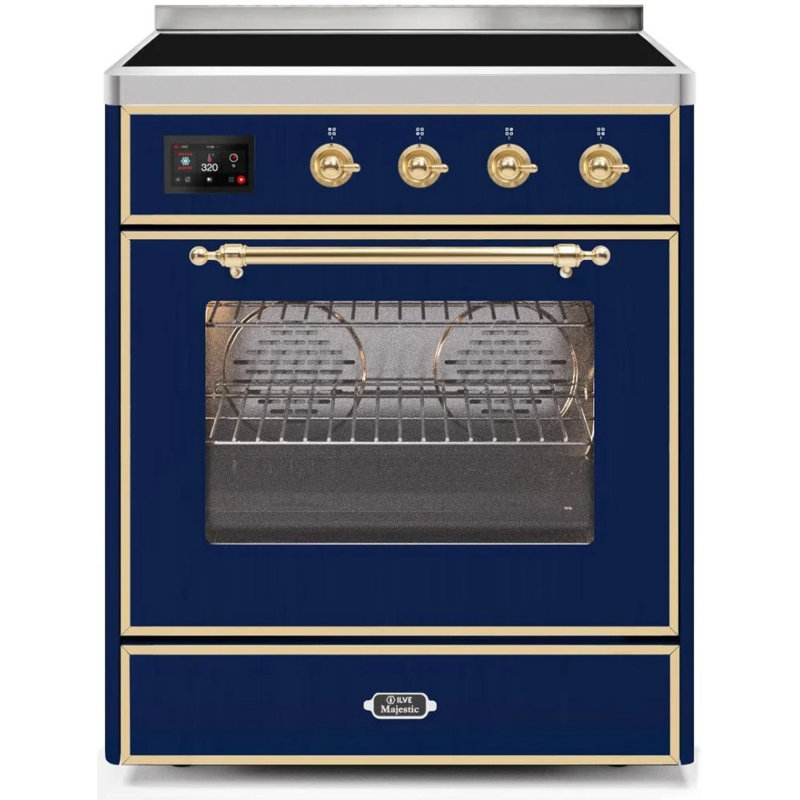 ILVE Majestic II Series 40 inch Induction Range with 6 Induction Elements (Glass Door), Midnight Blue/Brass