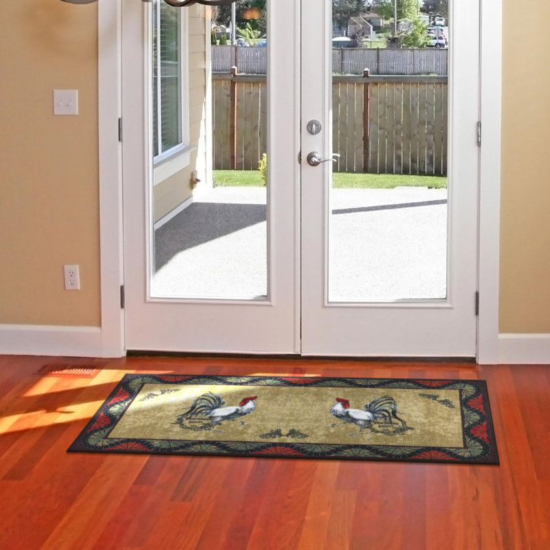 Non-Slip Rubberback Rooster Kitchen Runner Rug