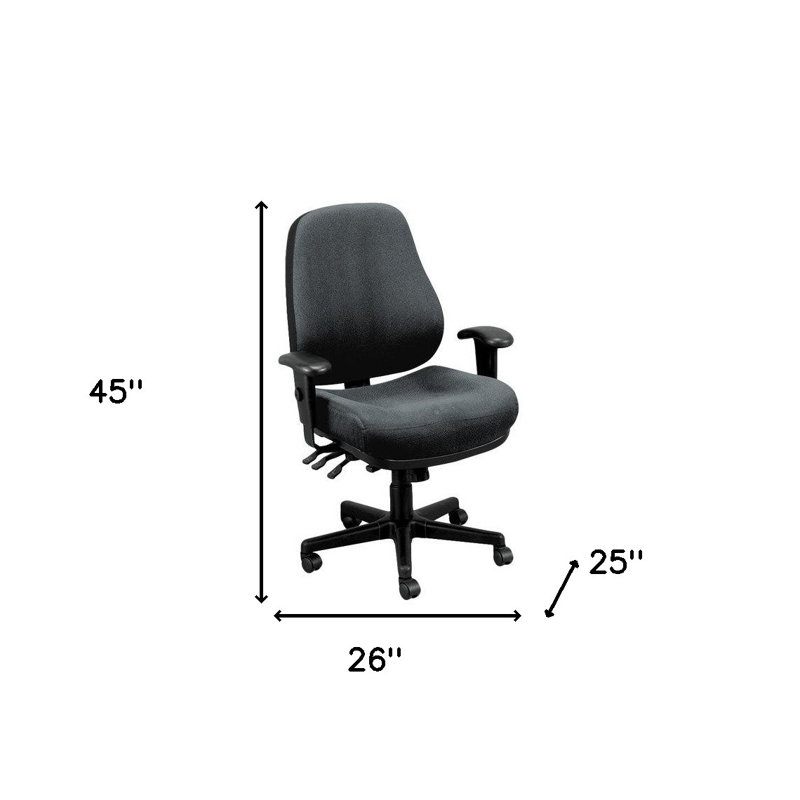Chaise de bureau réglable pivotante en tissu, Gris anthracite