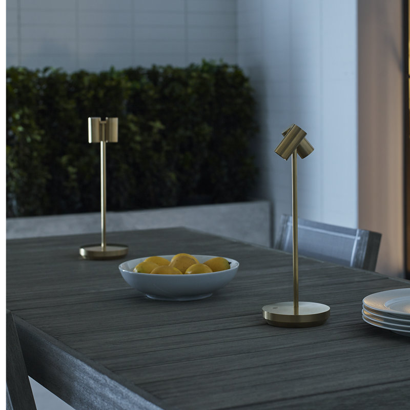 Doppia Accent Rechargeable Table Lamp, Natural Brass