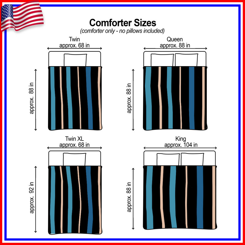 Black Blue Striped Comforter, Twin Extra Long