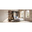 Lit escamotable une place avec canapé, armoire de rangement, étagères ouvertes, port de chargement USB et panneau paysage de montagne, lit mural gain de place-639334214