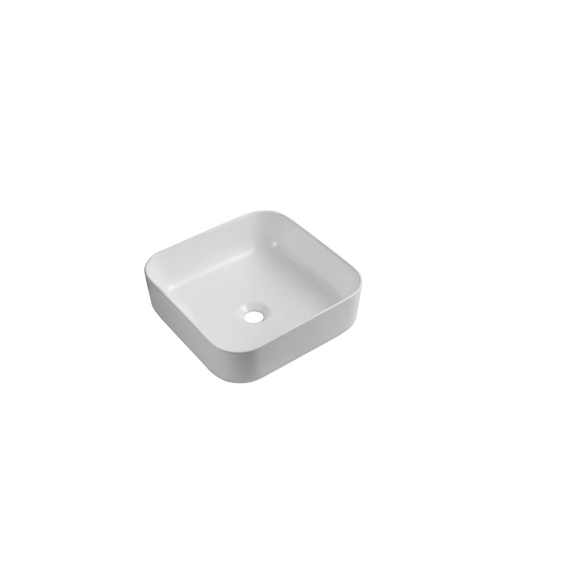 iBathUK Zyra Modern Square Countertop Ceramic Wash Basin, Durable & Stylish Ceramic Wash Basin, White Gloss