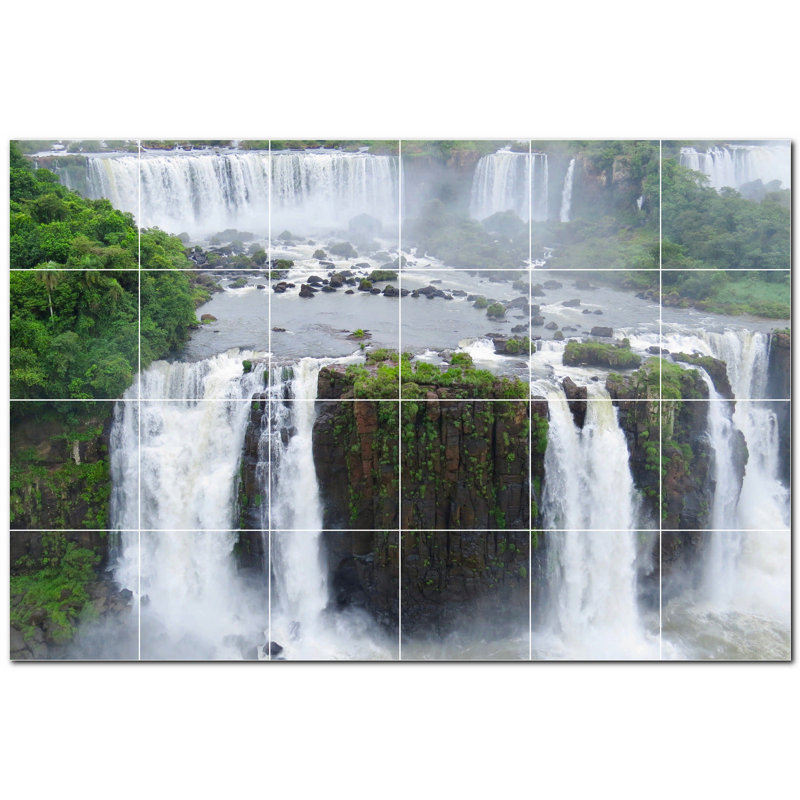 Murale en céramique satinée 8 "x 8" Waterfalls Photo