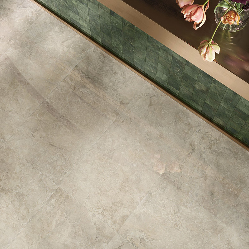 Travino Cross Cut Travertine 24X48 Matte Porcelain Tile, Matte Pearl