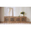 Wood Grain Slatted TV Stand, Modern Low Profile Media Console Cabinet with Storage Shelves-973870330
