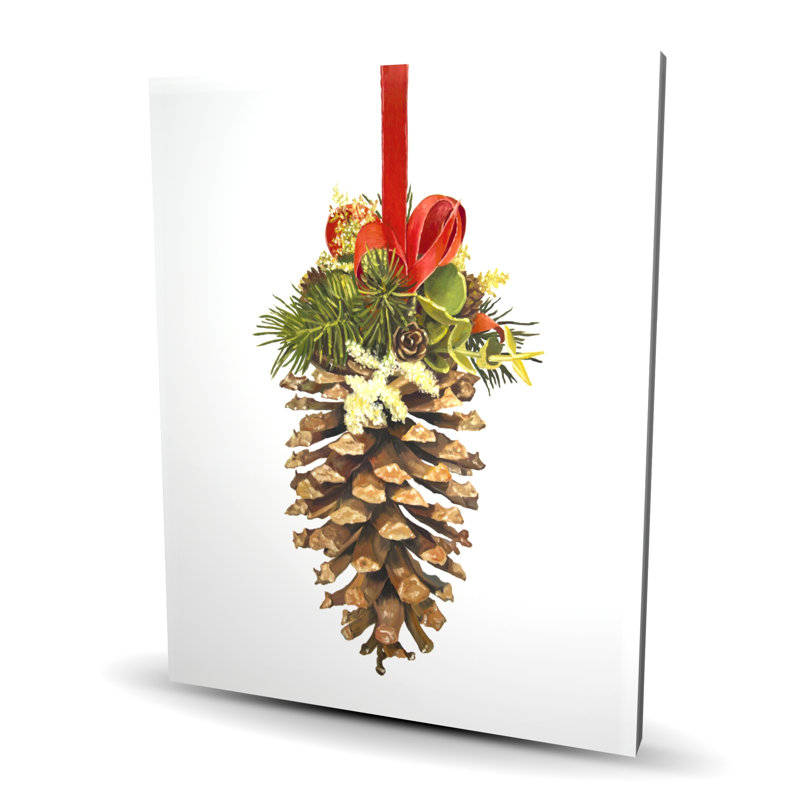 Pomme de pin de Noël décorative sur toile verte rustique