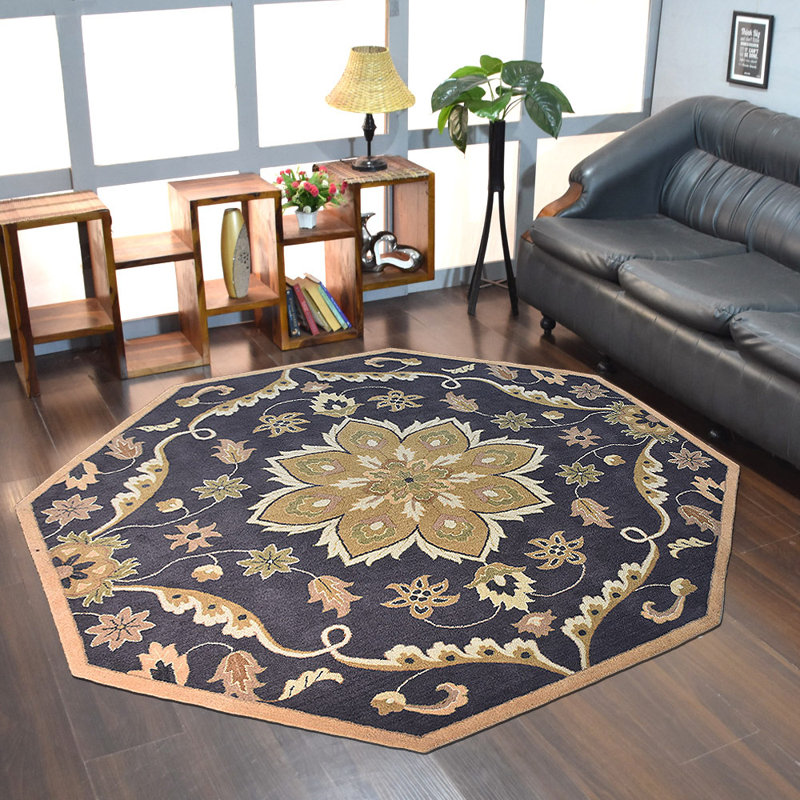 Calliann Hand Tufted Wool Eco-Friendly Area Rugs - Rectangle, Charcoal, Oriental Design, High Pile Thick Handmade Anti Skid Area Rugs for Living Room, Bed Room