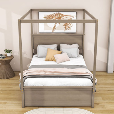 Floyed Liandra Full Size Wooden Canopy Platform Bed with Twin Size Trundle by Red Barrel Studio -  Red Barrel StudioÂ®, 770C6AFC93CC40D8B748A3EFF6E631F4