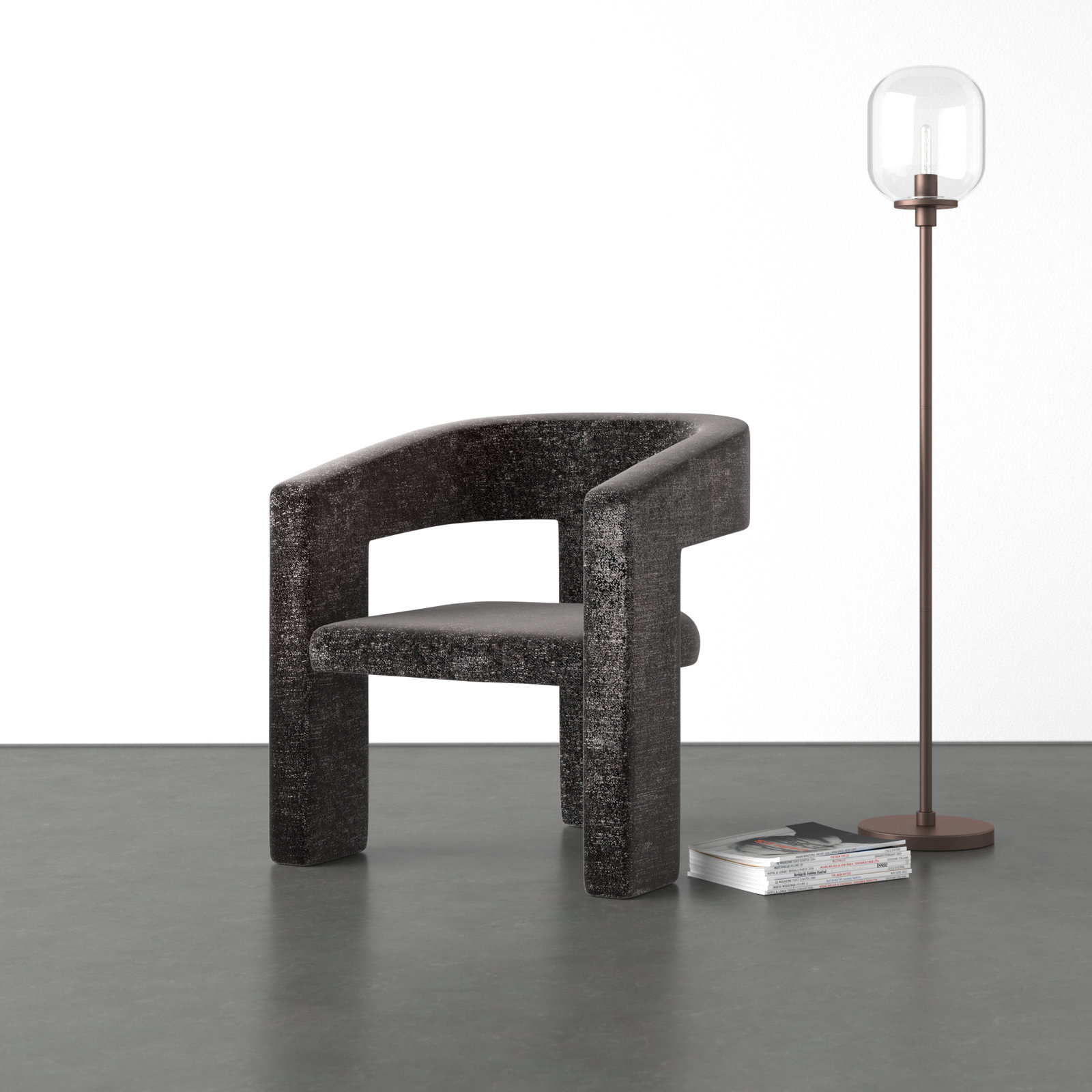 Verna Barrel Chair, Black Polyester Blend