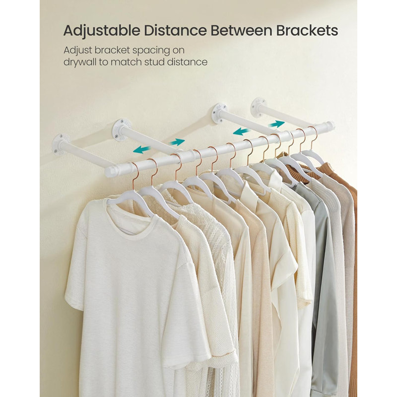 Diedrich 84cm Adjustable Wall Mounted Clothes Rack, White