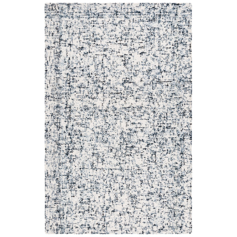 Gelissa Abstract Hand Tufted Wool/Cotton Abstract Rug in Ivory/Black, Rectangle 6' x 9'