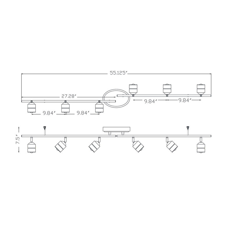 Core 30.25'' 6 -Light Rail Track Kit with Dimmable