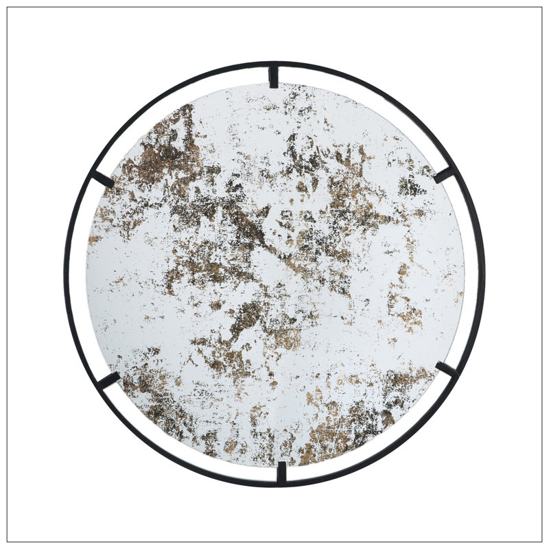 Theodor Mirror With Industrial Design Round Mirror With Metal Frame For Wall Decor & Entryway Console Lean Against Wall