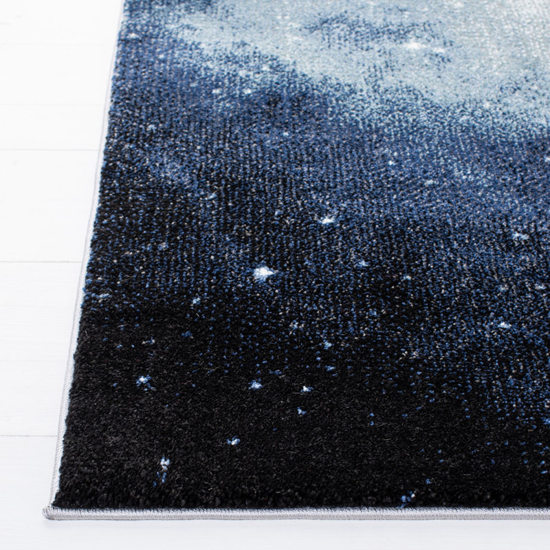 Handmade Blue Rectangular 4' x 6' Synthetic Rug