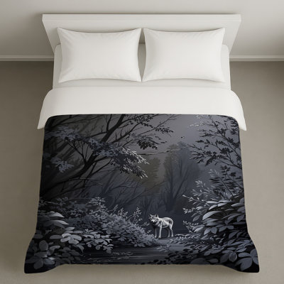 Gray Wolf In Forest Duvet Covers