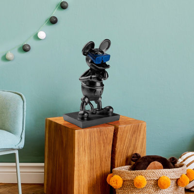 Hand-Painted Decorative Object, Black & Blue, 7.1 x 12.6 x 4.7 Inches | 100% Polyester, Lightweight 2.3 lbs | Unique Home Accent, Perfect for Living Room & Office Decor, Color Variations May Occur