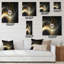 Horloge murale moderne jaune avec lumière fractale-393143754