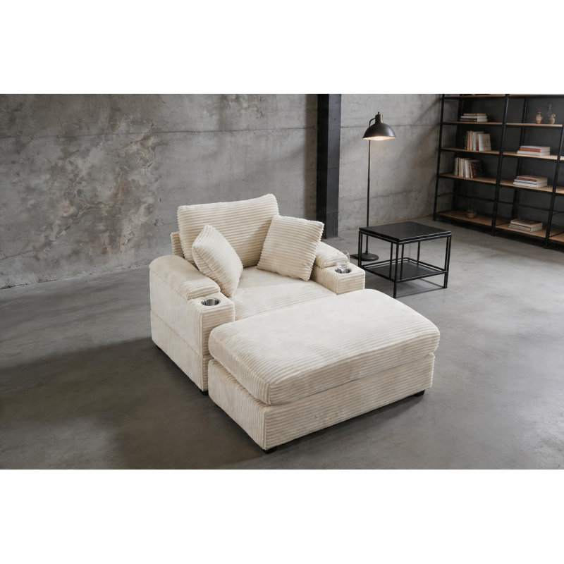 Chaise d'appoint, Velours côtelé - beige