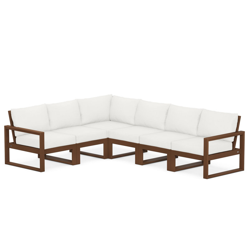 EDGE 6-Piece Modular Deep Seating Set, Natural Linen, Teak