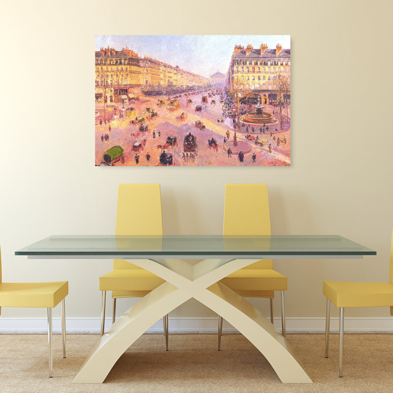 Avenue De L'Opera Classic Contemporary Orchid Architecture City Wall Art Print by Camille Pissarro - 1 Piece Wrapped Canvas Wall Art