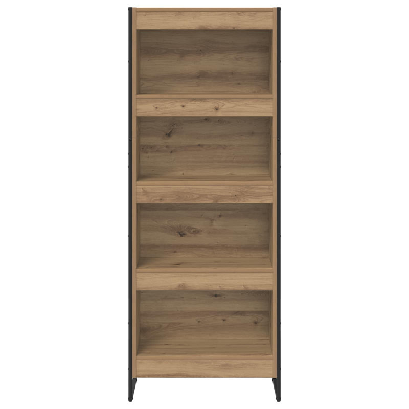 Steel Book Cabinet Bookcase, (4 Shelves) 155cm. H x 60cm. W x 30cm. D, Artisian Oak