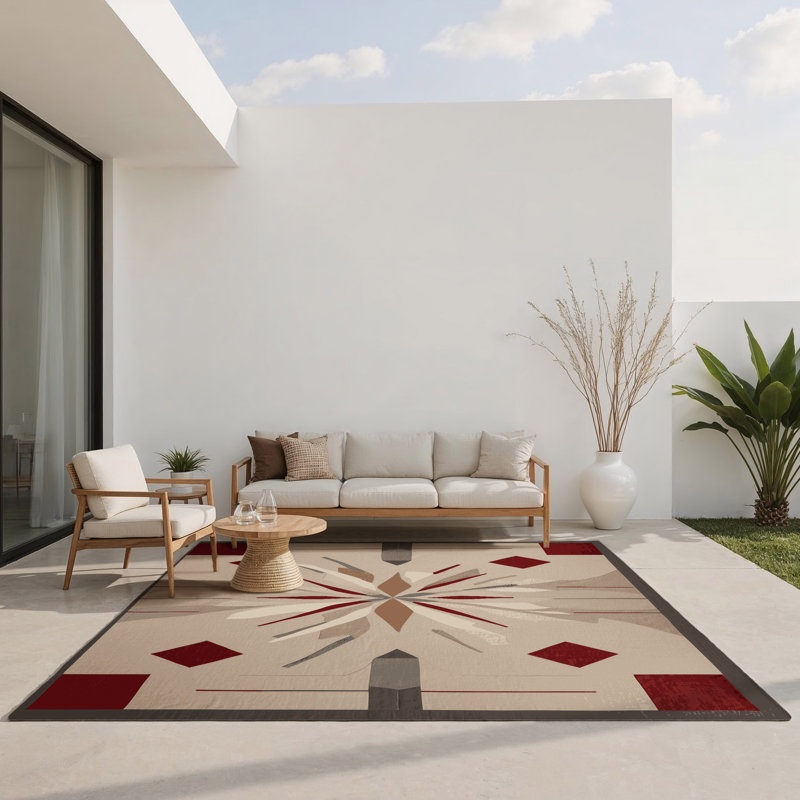 Crystal Divide Indoor And Outdoor Area Rug, Rectangle 4' x 6'