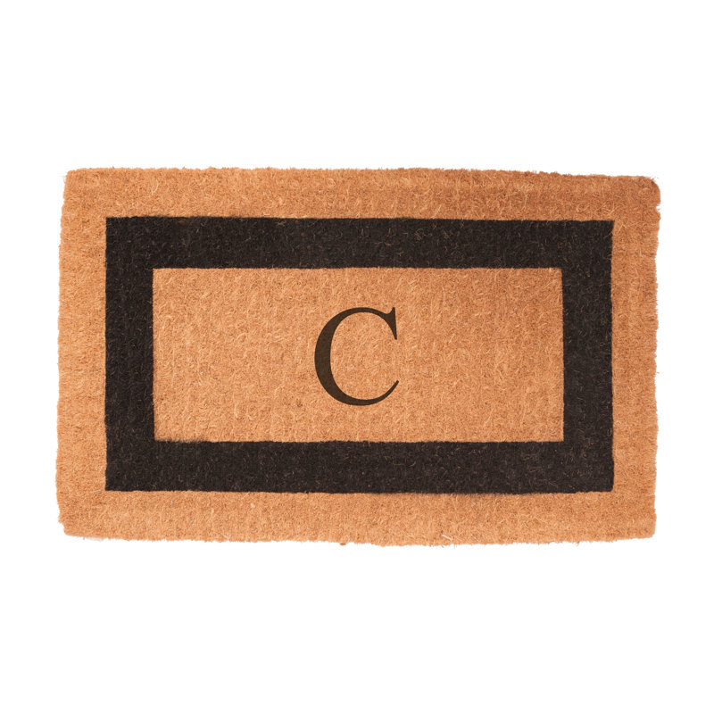 Tapis de porte d’extérieur en fibre monogramme Stansfield, A, Rectangle 1 pi 6 po x 2 pi 6 po