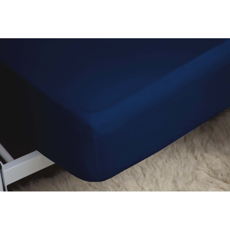 Plain Dye 200 TC Egyptian-Quality Cotton Egyptian Cotton Plain Weave / Muslin Fitted Sheet, Kingsize (5'), Navy