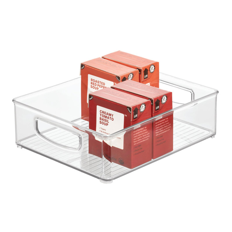 iDesign Plastic Stackable Kitchen Bin with Easy to Grip Integrated Handles, 10" x 8" x 3", Clear