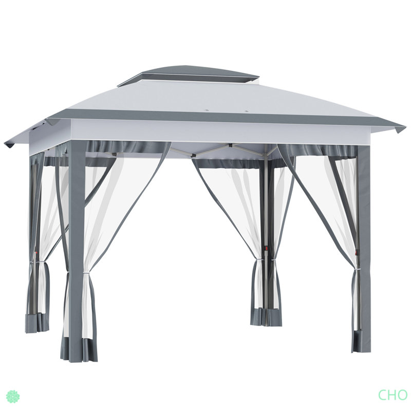 Pop Up Canopy Tent With Netting And Carry Bag, Instant Sun Shelter With 137 Sq.Ft Shade, Tents For Parties, Height Adjustable, For Outdoor, Garden, Patio
