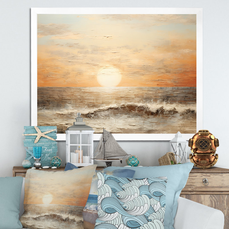Pirkle - plage et océan, impressions sur toile, Cadre simple blanc, H 12 po x l 20 po x P 1 po