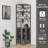 Wine Bar Cabinet with Power Outlet, 6-Tiers Industrial Wine Cabinet with LED Light and Glass Holder-313486357