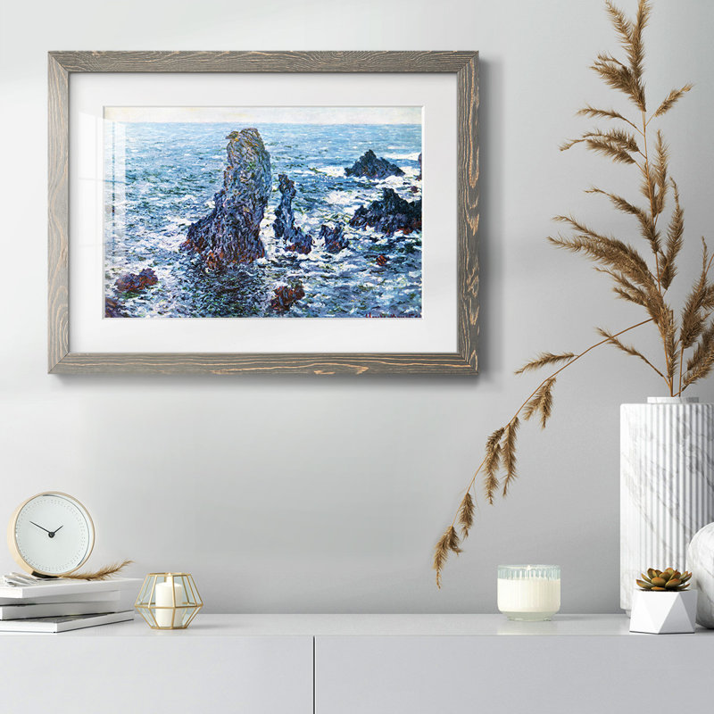 «Rocks on Belle», reproduction encadrée rustique avec tableau mat, Gris, H 28 po x l 42 po x P 1,5 po
