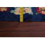 Tapis bleu marine en laine noué à la main de conception unique 3 pi 11 po x 6 pi 11 po Aava New Age