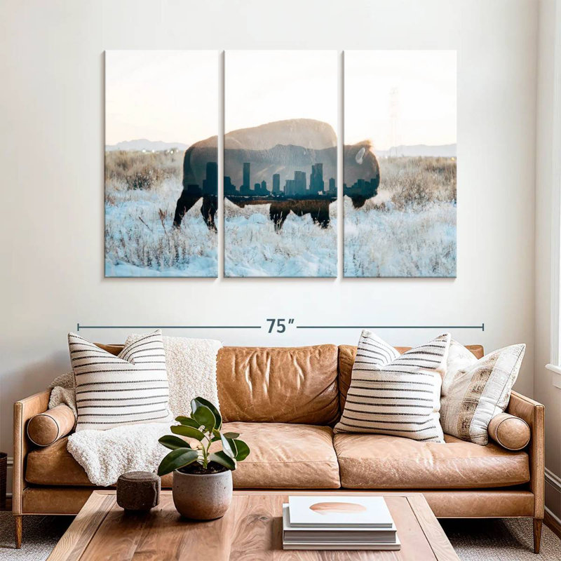 Bison de Brampt et horizon, H 42 po x l 65 po