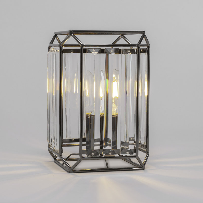 Lampe de table Fernville, Noir chromé, H 9,5 po x l 6,75 po x P 6,75 po