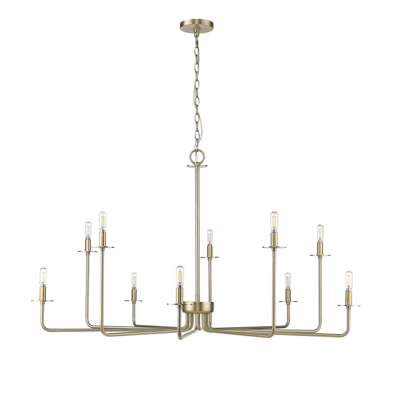 Lustre classique / traditionnel à 10 lumières de 48 po de largeur Marceline, Or moderne