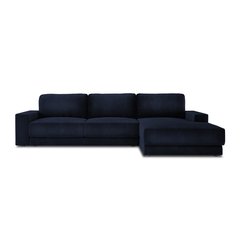 Donatella 6 Seater Sofa Bed, Blue Velvet, Right Hand Facing